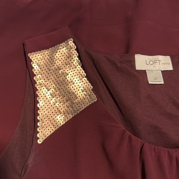 Loft Large Petite Ruby and Rose Golden Sequin Tank Top Perfect for Holidays - Picture 4 of 6